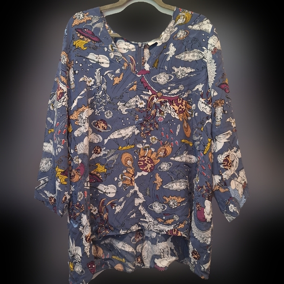 Dorothee Schumacher Fantastic Long Sleeve Psychedelic Print Journey Blouse - Picture 2 of 16